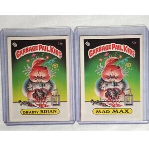 Garbage Pail Kids Brainy Brian & Mad Max Series 2 Card + Sticker 1985 Topps VG+